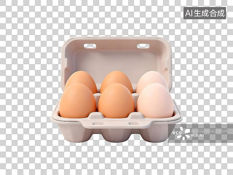 【AI数字艺术】AIGC：3D一盒鸡蛋 元素 免抠图形图片素材