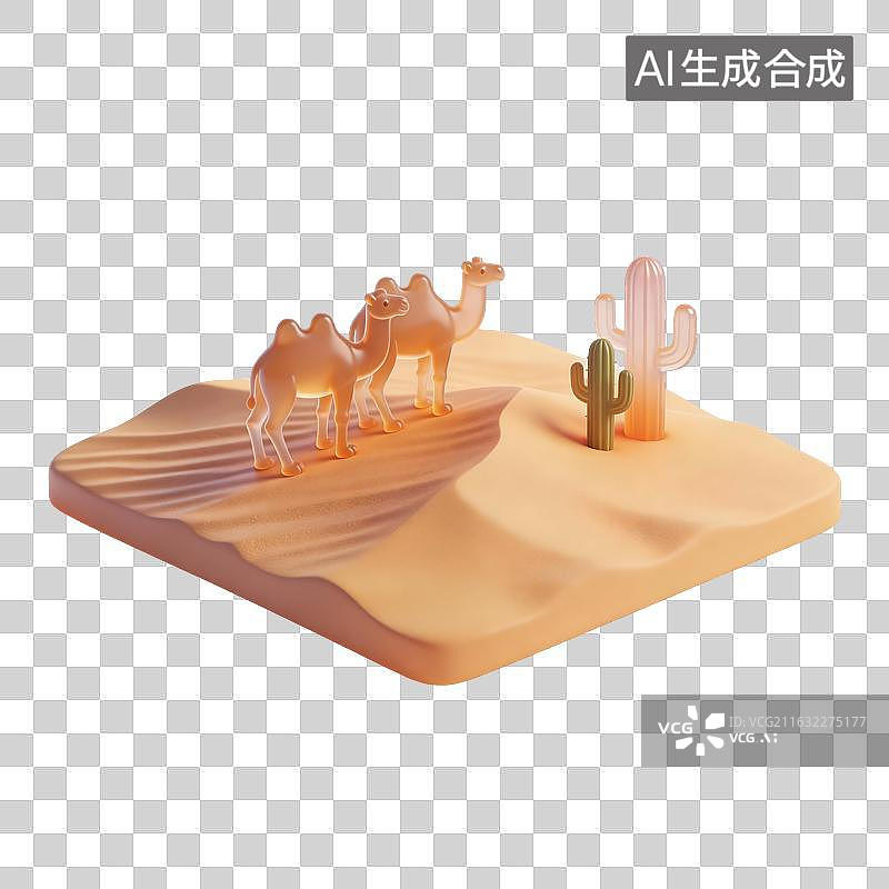 【AI数字艺术】沙漠骆驼插画图片素材