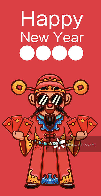 手绘卡通财神系列插画海报图片素材
