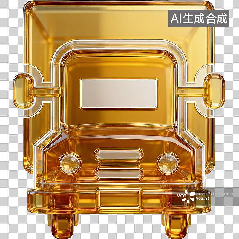 【AI数字艺术】透明金色卡车模型特写图片素材