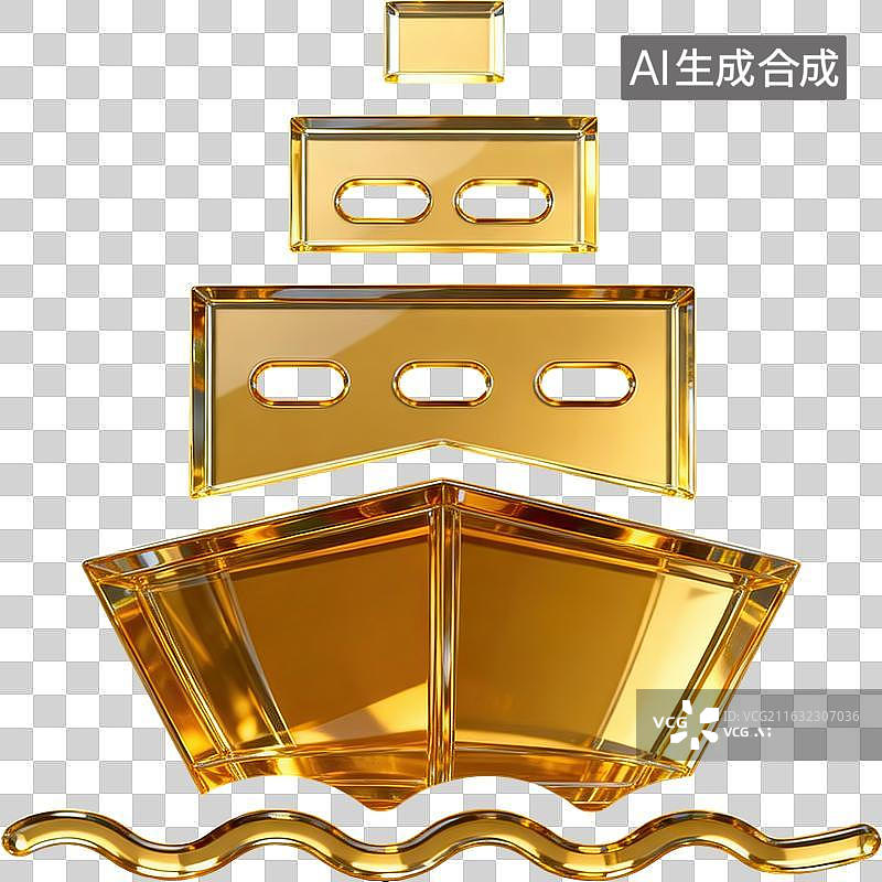 【AI数字艺术】金色船形装饰品特写图片素材