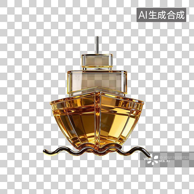【AI数字艺术】金色船形香水瓶设计图图片素材