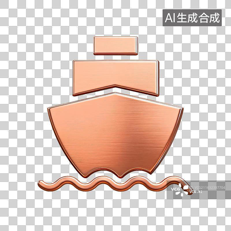 【AI数字艺术】金色船形图标设计图片素材