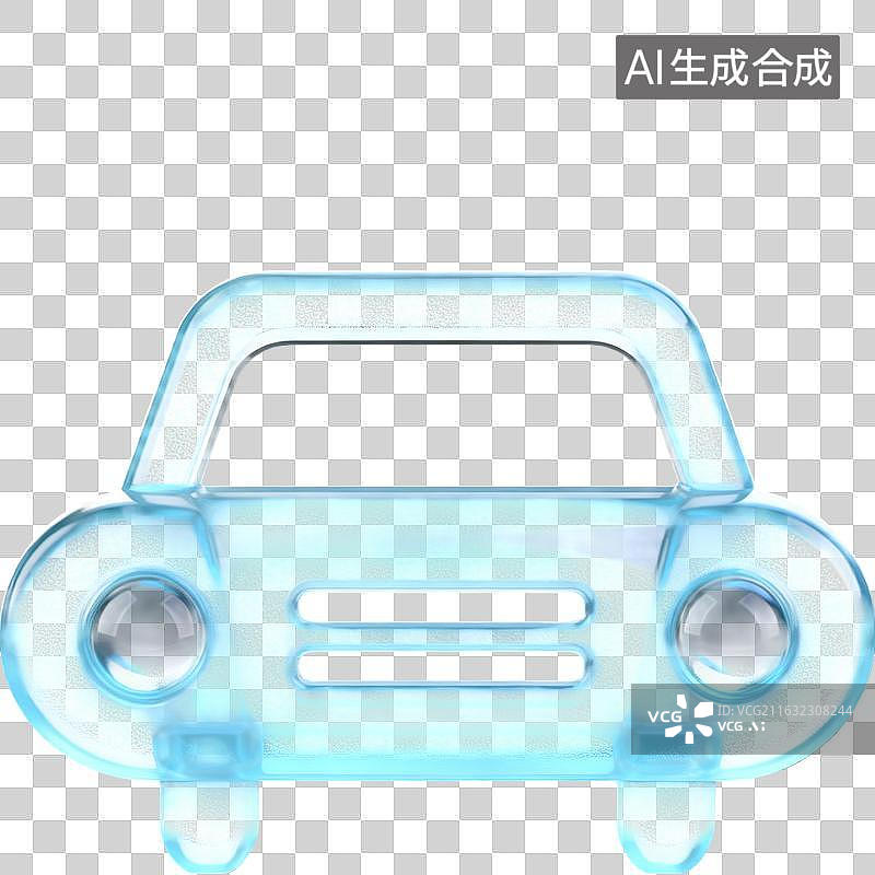 【AI数字艺术】蓝色透明汽车造型摆件图片素材