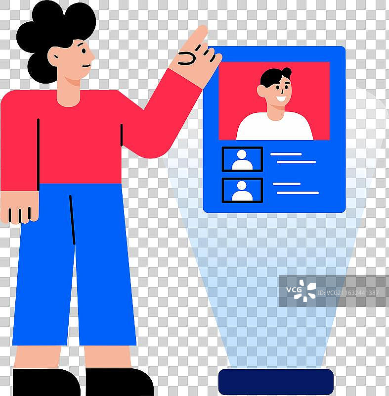 一个角色在制作扁平风格的全息图像图片素材