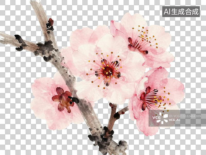 【AI数字艺术】水墨丹青·雪瓣凝香图片素材
