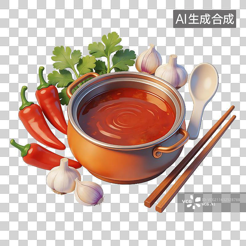 【AI数字艺术】麻辣火锅插画图片素材