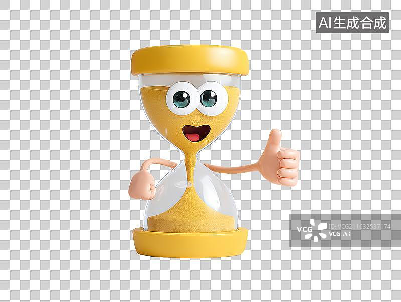 【AI数字艺术】卡通沙漏竖大拇指图片素材