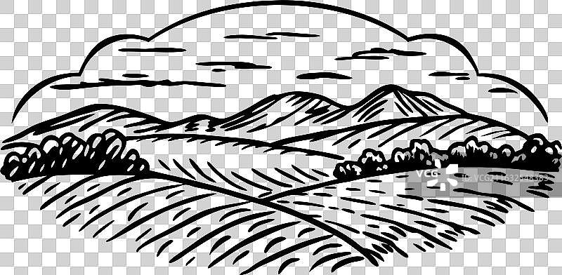 风景优美的山地田野景观图片素材