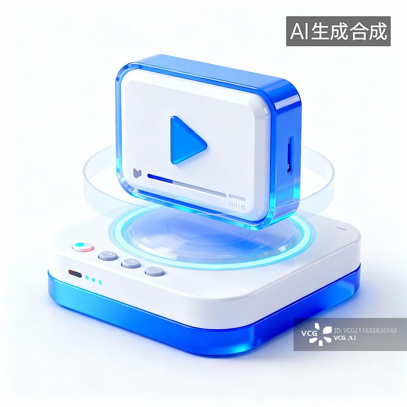 【AI数字艺术】迷你投影蓝白色产品展示场景图片素材