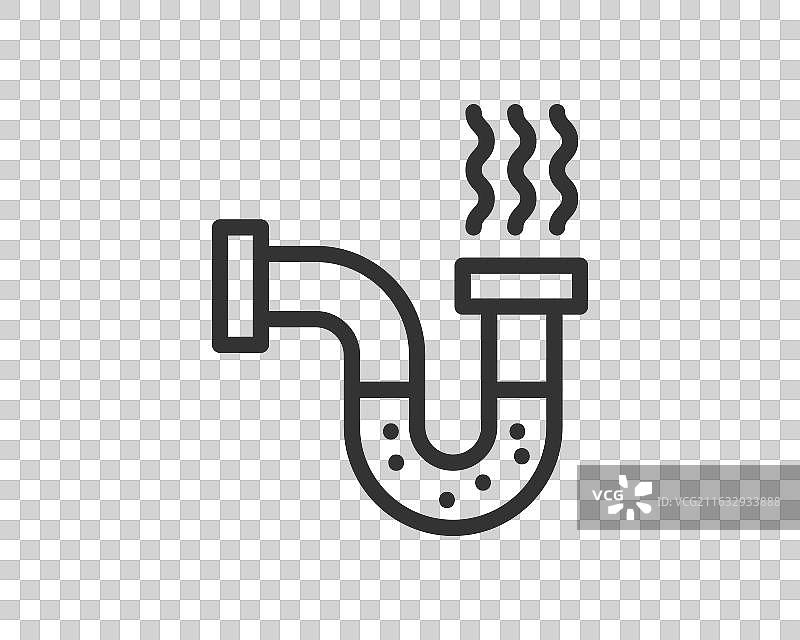 漏水的排水管的黑白图标，冒着蒸汽图片素材