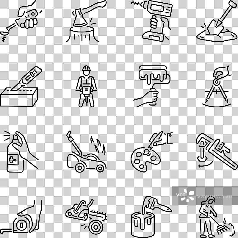 工具集合线条风格图标图片素材