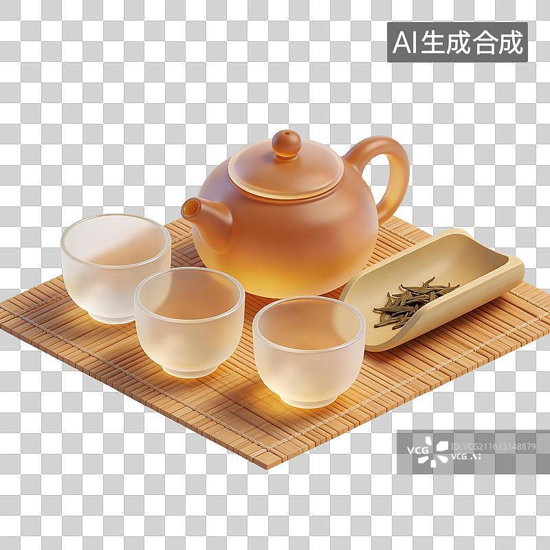 【AI数字艺术】茶杯茶壶泡茶插画图片素材