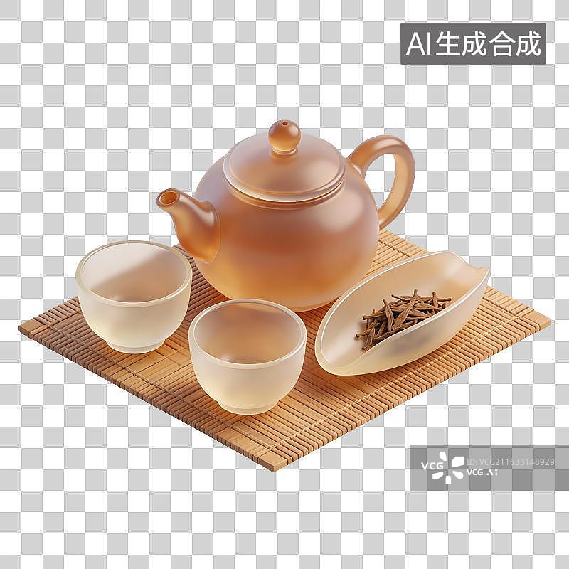 【AI数字艺术】茶杯茶壶泡茶插画图片素材