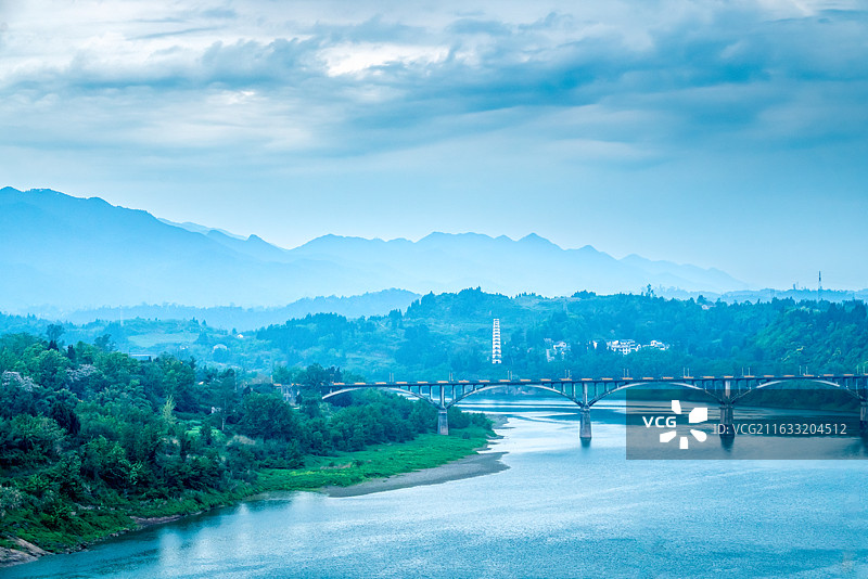 烟雨渠江图片素材