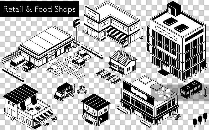 商店外景的等距视图，例如图片素材