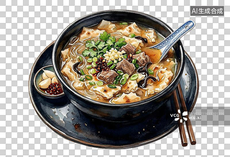 【AI数字艺术】水彩风格一碗羊肉泡馍图片素材