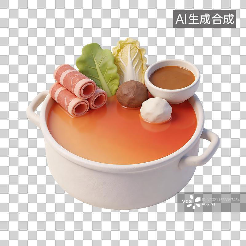 【AI数字艺术】火锅美食插画图片素材