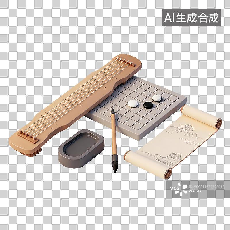 【AI数字艺术】琴棋书画插画图片素材