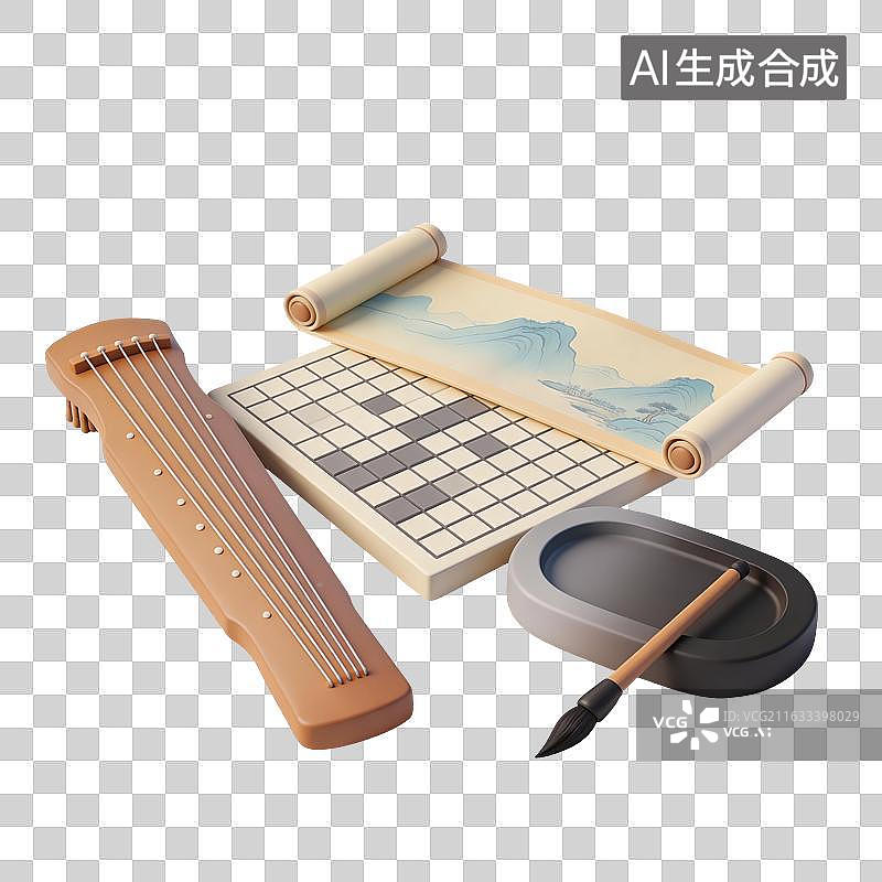 【AI数字艺术】琴棋书画插画图片素材