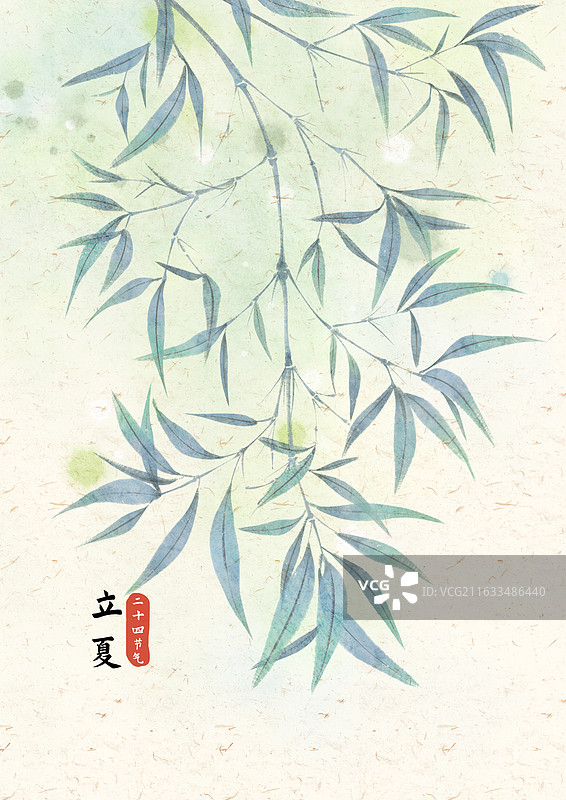 立夏节气竹子竹叶国风插画图片素材