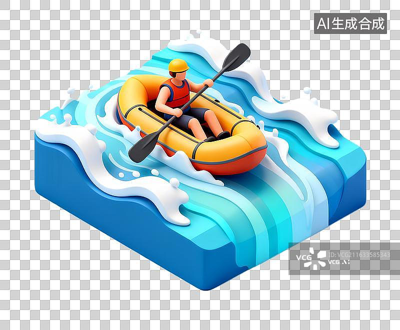 【AI数字艺术】漂流运动  户外运动PNG插画图片素材