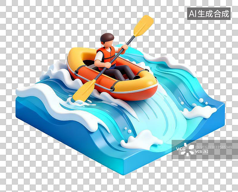 【AI数字艺术】漂流运动  户外运动PNG插画图片素材
