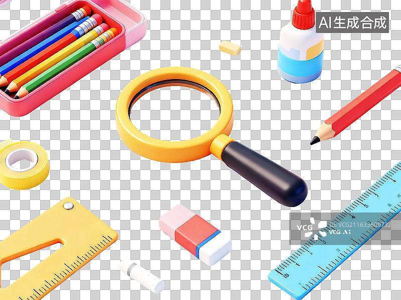 【AI数字艺术】学生学习用品放大镜图片素材