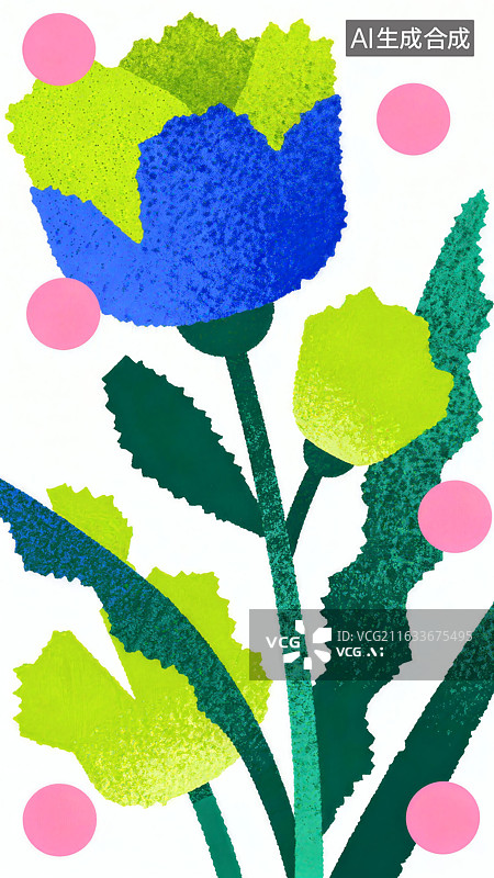 【AI数字艺术】马蒂斯风彩色郁金香 扁平风花卉装饰画图片素材