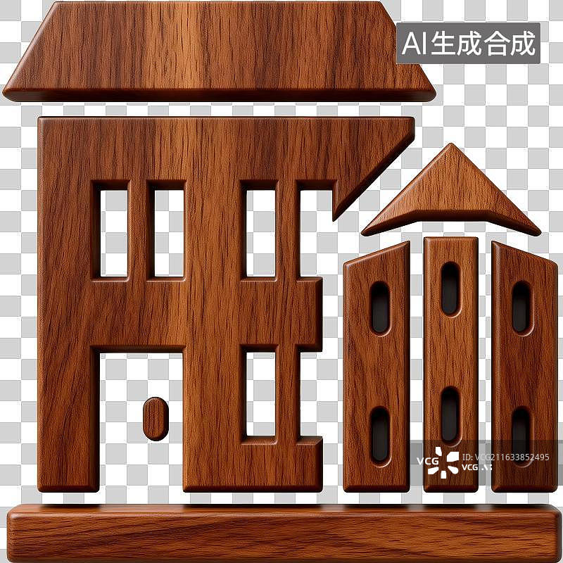 【AI数字艺术】木质建筑模型展示图片素材