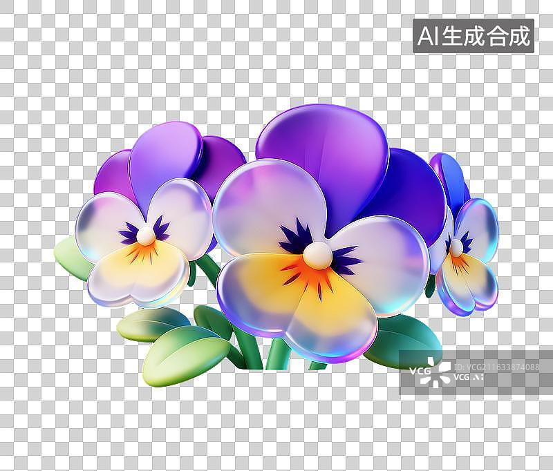 【AI数字艺术】梦幻渐变三色堇装饰图标素材图片素材