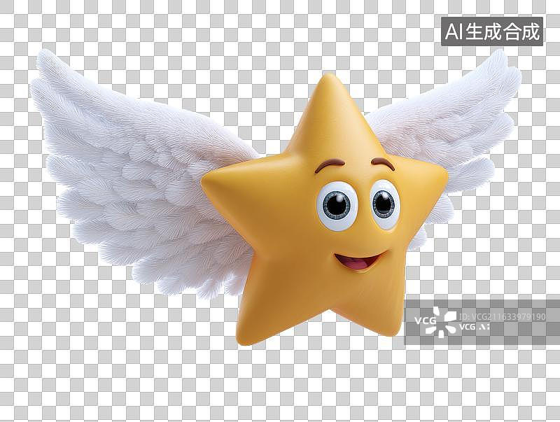 【AI数字艺术】带翅膀的卡通星星图片素材