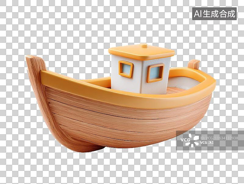 【AI数字艺术】木质玩具船模型图片素材