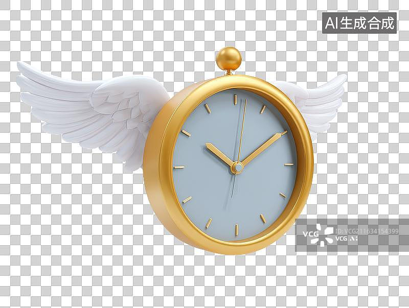 【AI数字艺术】带翅膀的卡通时钟图片素材
