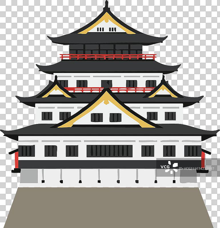 具有多层屋顶的传统亚洲城堡图片素材