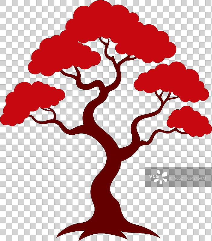 绿色底座上的程式化红树图标图片素材