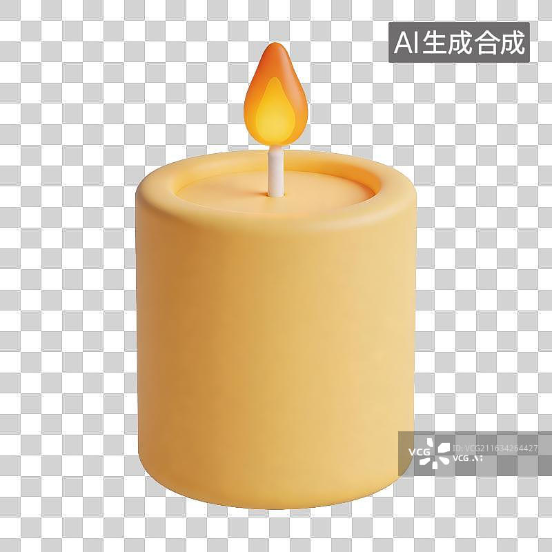 【AI数字艺术】点燃的黄色蜡烛图片素材