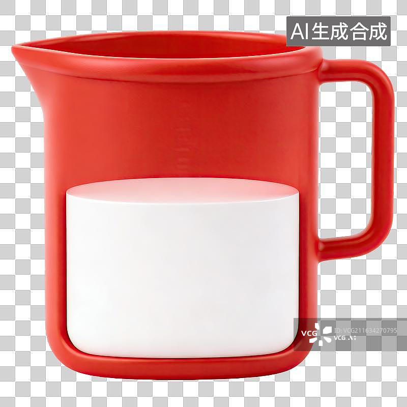 【AI数字艺术】红色量杯盛白色液体特写图片素材