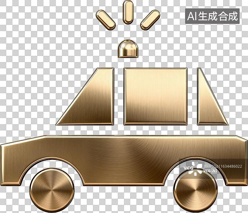 【AI数字艺术】金色金属质感汽车图标图片素材