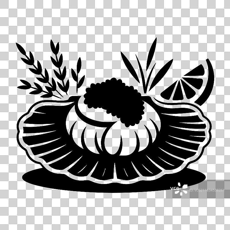 松露扇贝菜肴剪影图片素材
