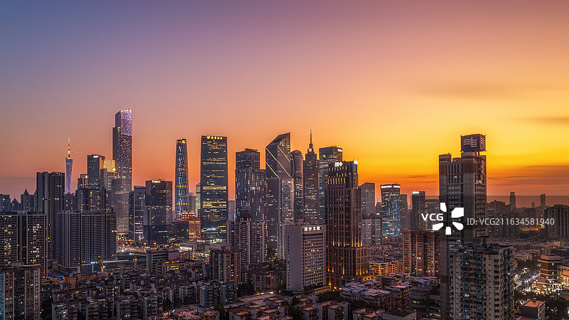 广州日落天际线图片素材