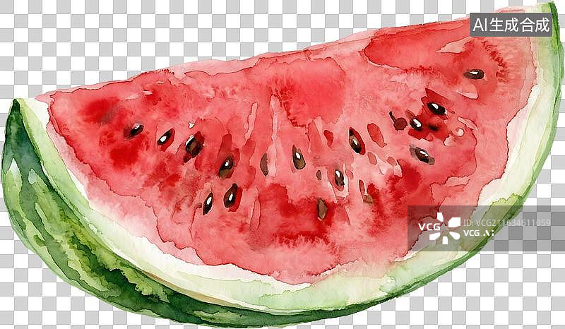 【AI数字艺术】水彩风格西瓜切片插画图片素材