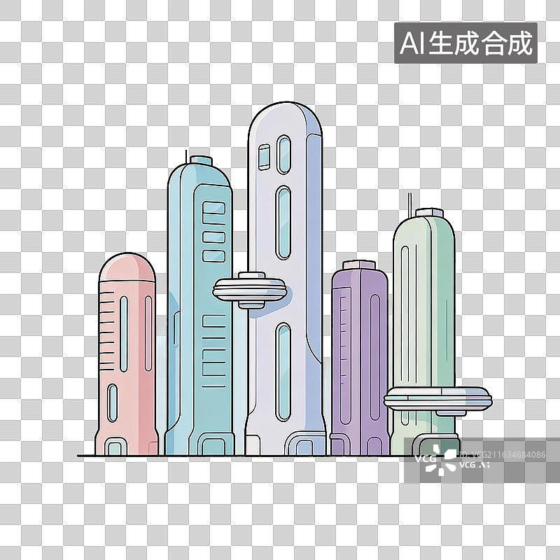 【AI数字艺术】未来风格城市建筑群图片素材