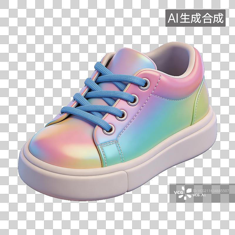 【AI数字艺术】彩虹渐变色儿童运动鞋图片素材