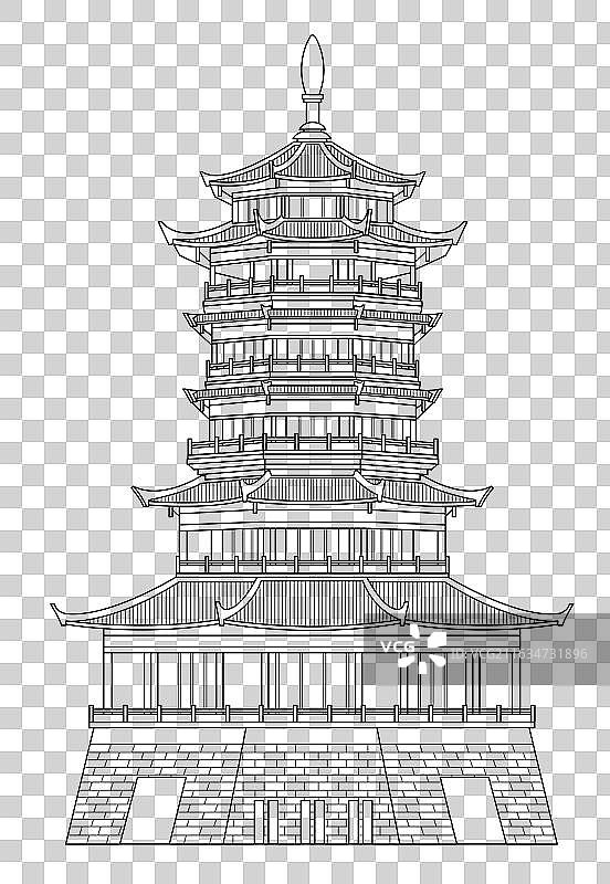 国风福建厦门印象城市地标建筑厦门杏林阁矢量插画图片素材