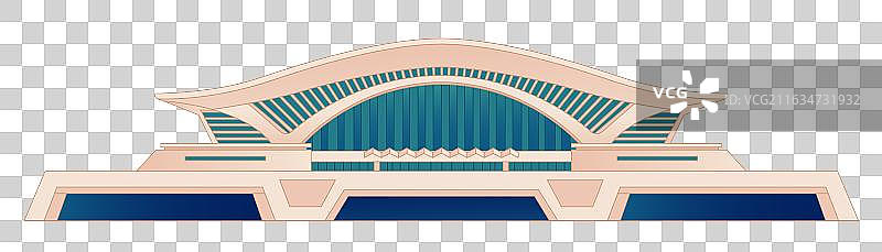国风福建厦门印象城市地标建筑厦门火车站矢量插画图片素材