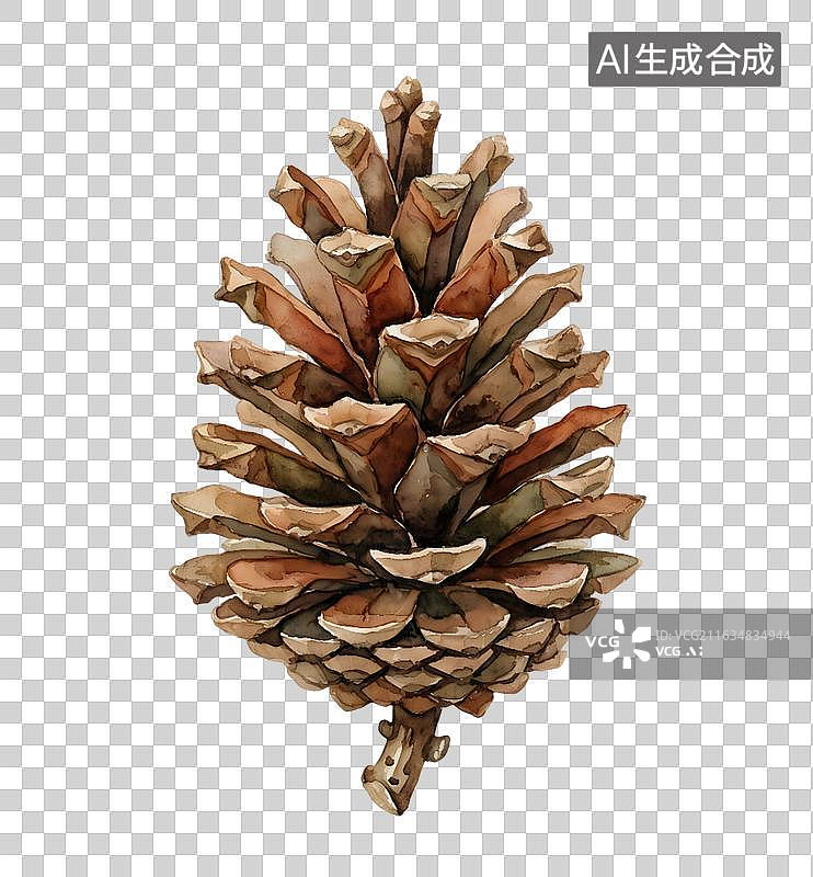 【AI数字艺术】棕色松果特写孤立黑色背景图片素材