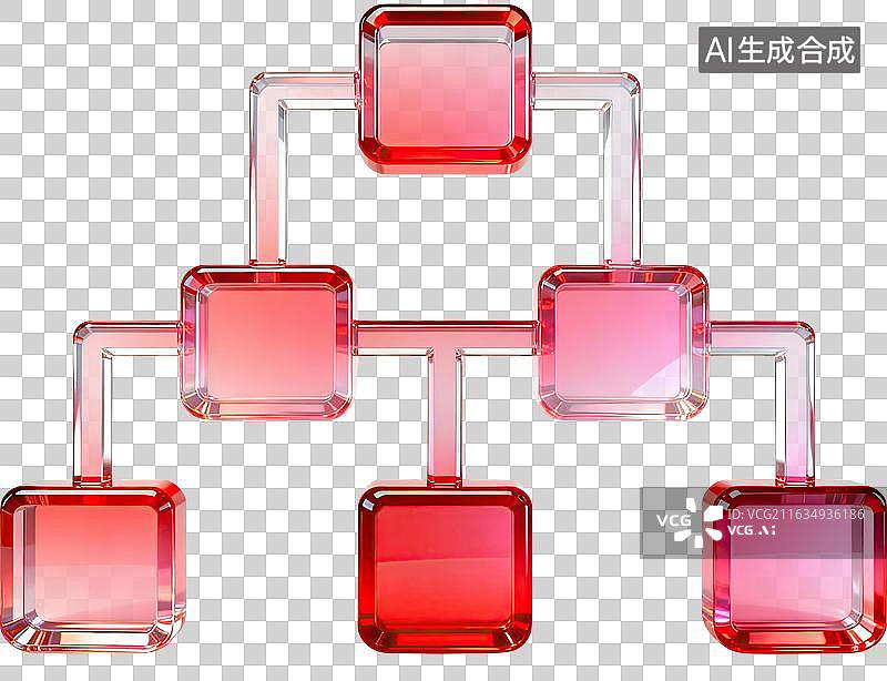 【AI数字艺术】红色水晶方块层级结构图图片素材
