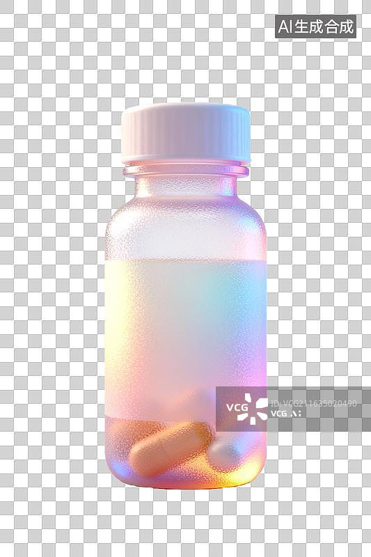 【AI数字艺术】药瓶内胶囊特写光影效果图片素材