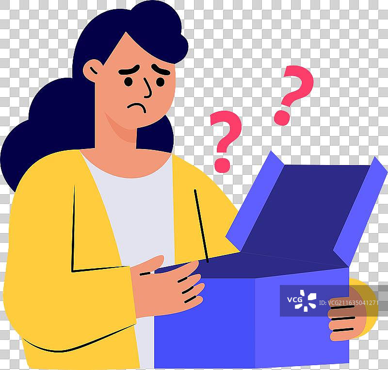 一个角色收到一份文件的扁平化插画图片素材
